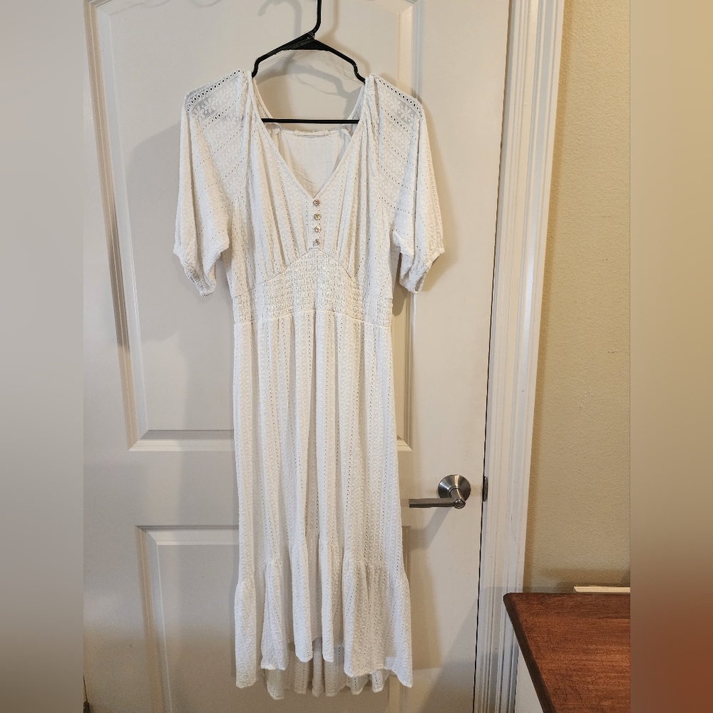 Westbound White Maxi Dress with Lace Detail